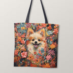 TOTE Floral Pomeranian TP-75 Fabric Bag Panel