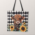 TOTE Sunflower Highland Cow Fabric Bag Panel TP-754