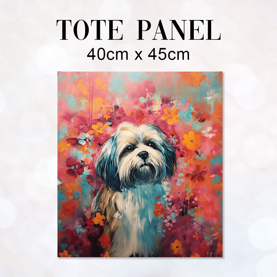 Floral Lhasa Apso Fabric Panel for sewing tote bags – Custom Fabrics UK