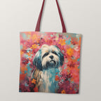 TOTE Floral Lhasa Apso TP-76 Fabric Bag Panel