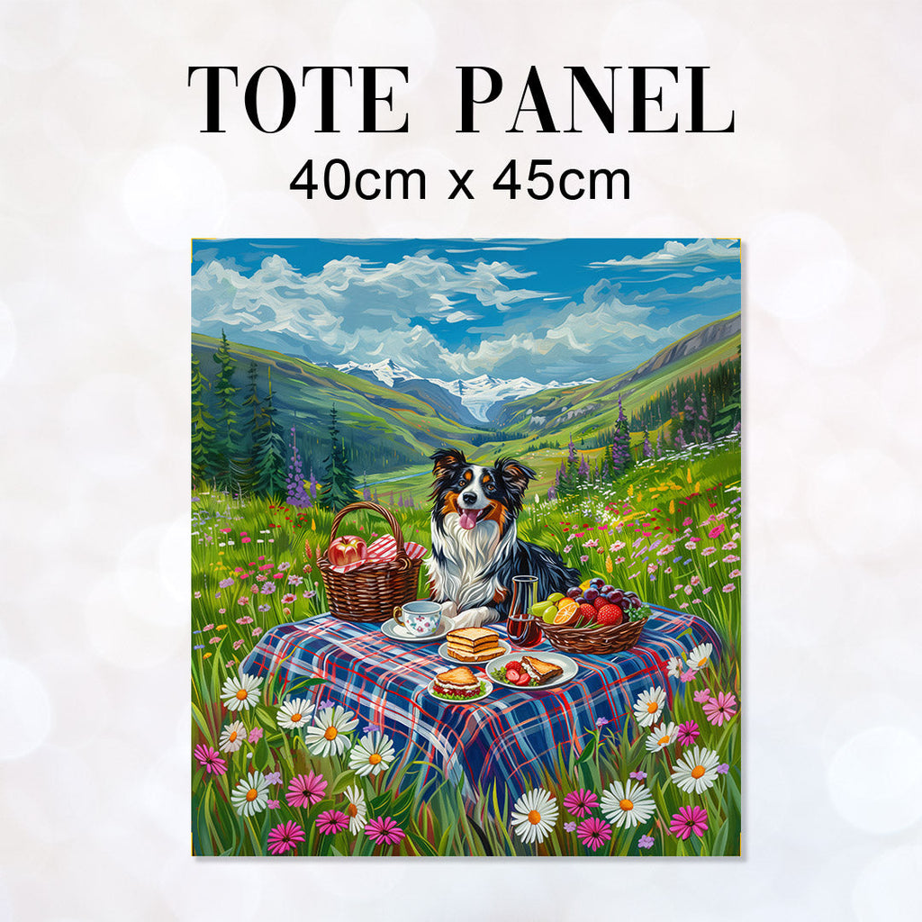 TOTE Border Collie Picnic Fabric Bag Panel TP-770