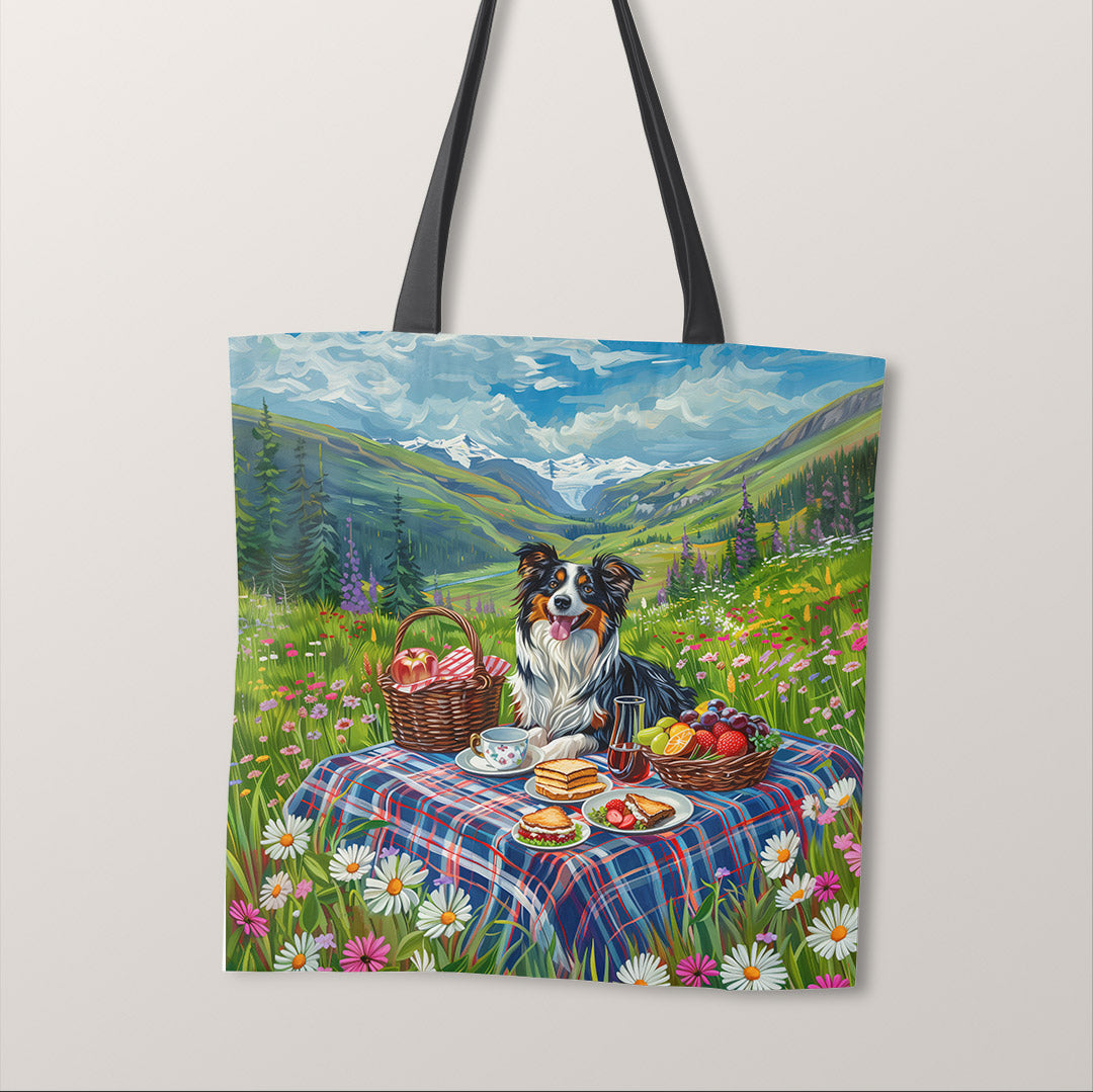 TOTE Border Collie Picnic Fabric Bag Panel TP-770