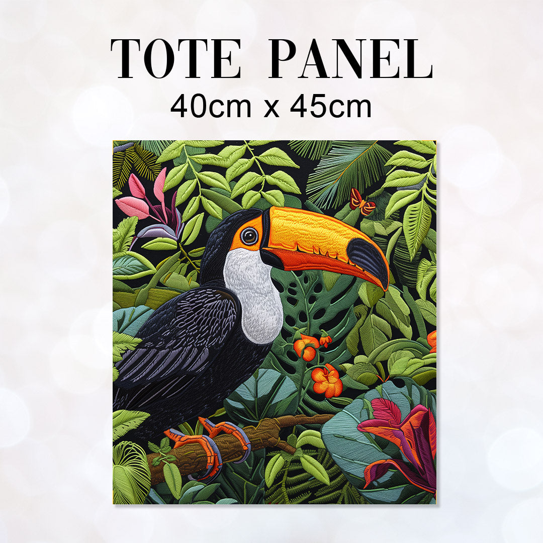 TOTE Embroidered Toucan Fabric Bag Panel TP-784
