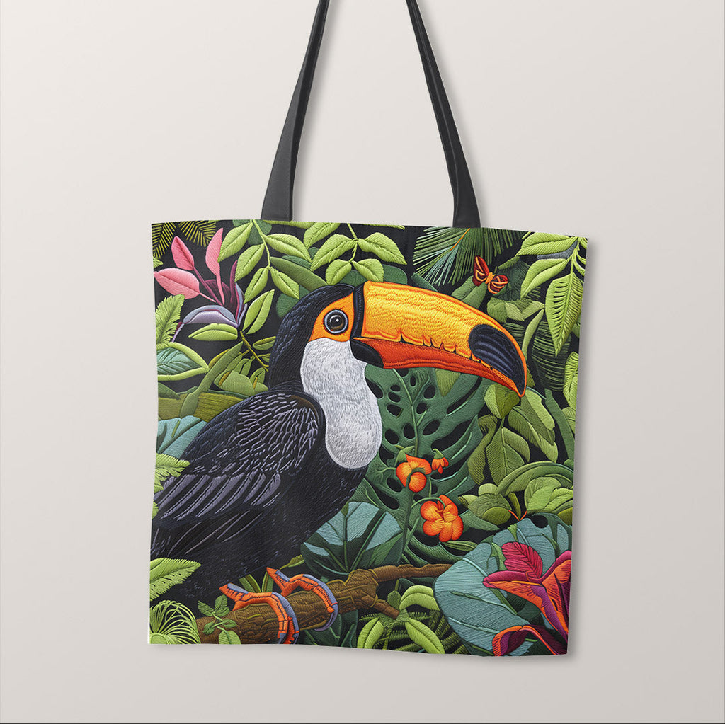 TOTE Embroidered Toucan Fabric Bag Panel TP-784