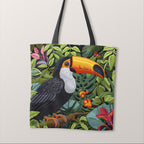 TOTE Embroidered Toucan Fabric Bag Panel TP-784