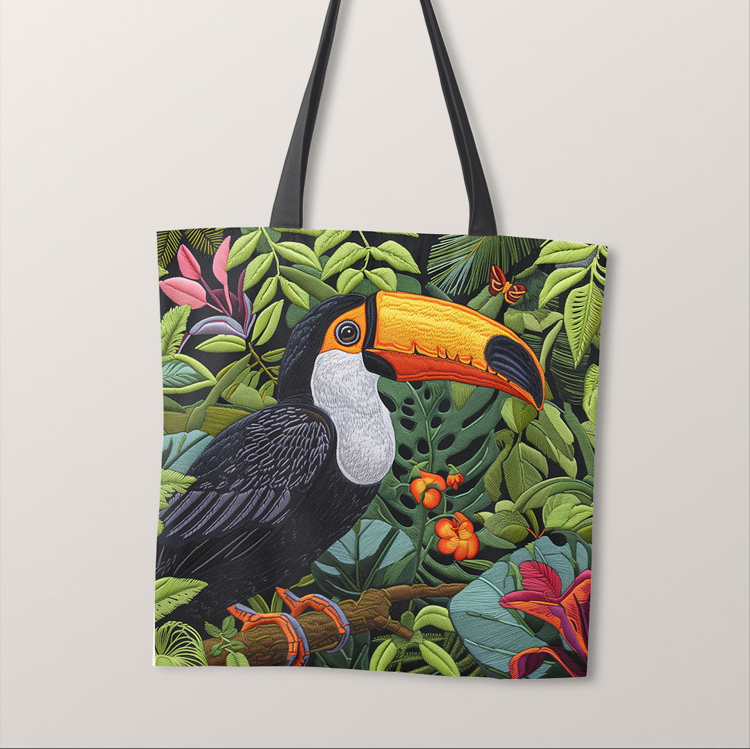 TOTE Embroidered Toucan Fabric Bag Panel TP-784