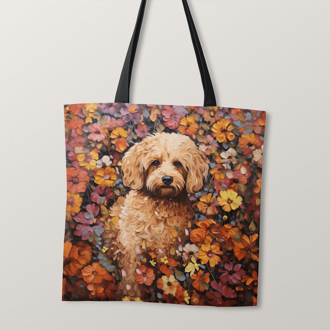 TOTE Floral Cockapoo TP-79 Fabric Bag Panel