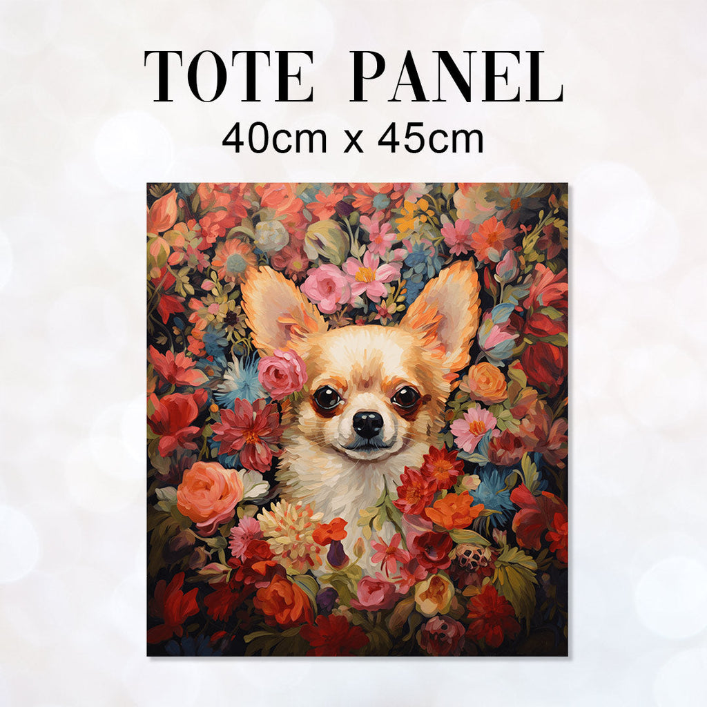 TOTE Floral Chihuahua TP-80 Fabric Bag Panel