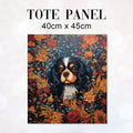 TOTE Floral Black and Tan King Charles Cavalier TP-81 Fabric Bag Panel