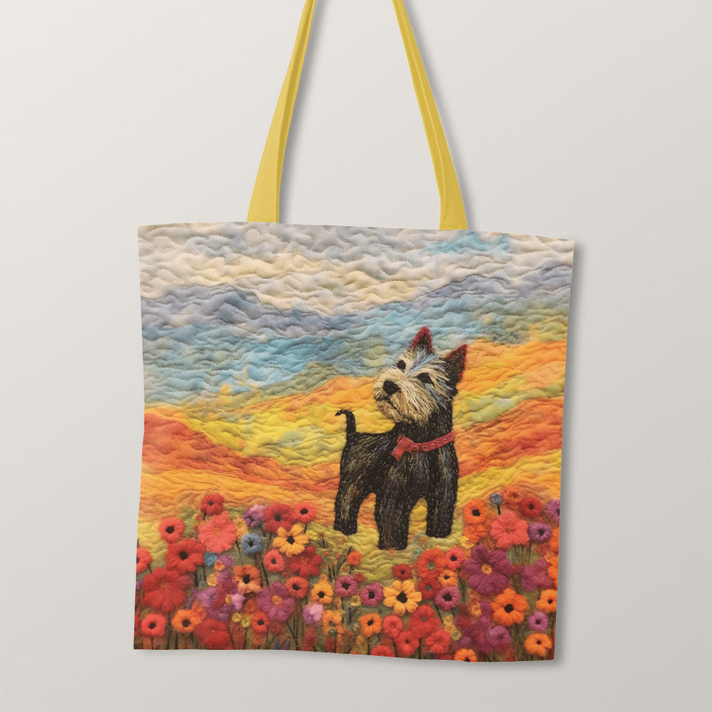 TOTE Felted Scottie Dog TP-83 Fabric Bag Panel
