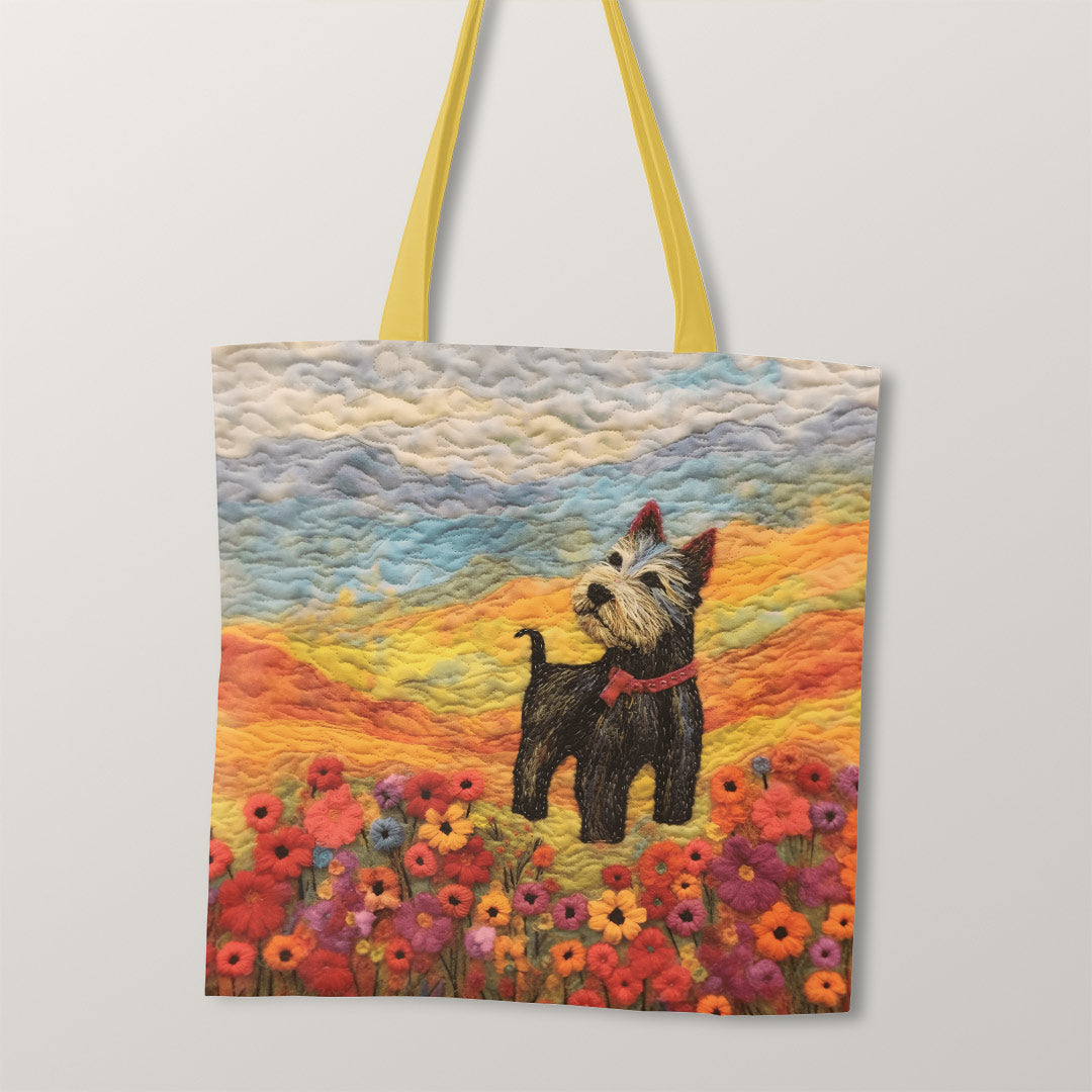 TOTE Felted Scottie Dog TP-83 Fabric Bag Panel