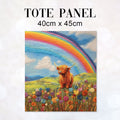 TOTE Felted Rainbow Highland Cow TP-84 Fabric Bag Panel