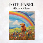 TOTE Felted Rainbow Highland Cow TP-84 Fabric Bag Panel