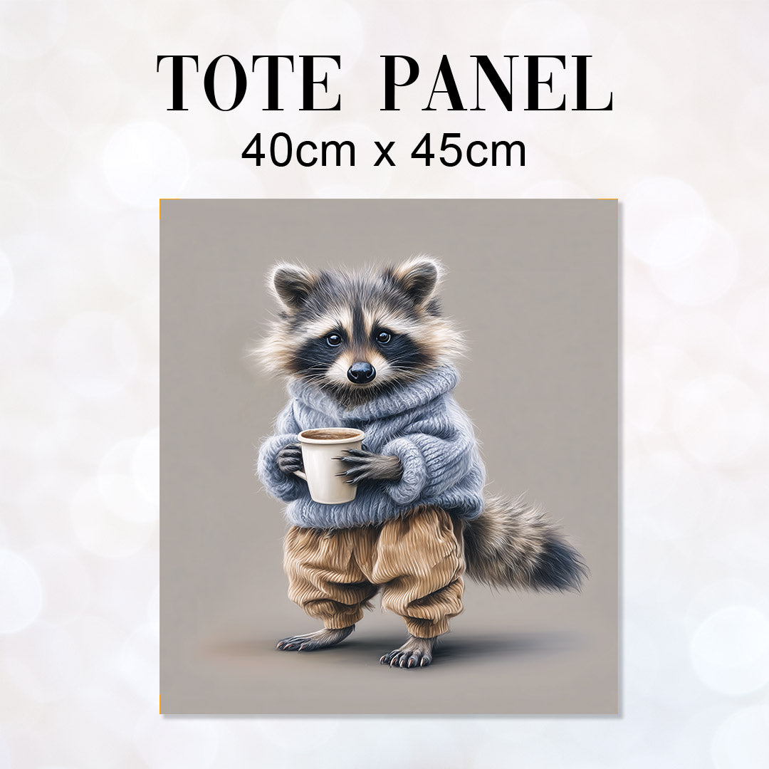 TOTE Panel Raccoon Drinking Coffee TP-928