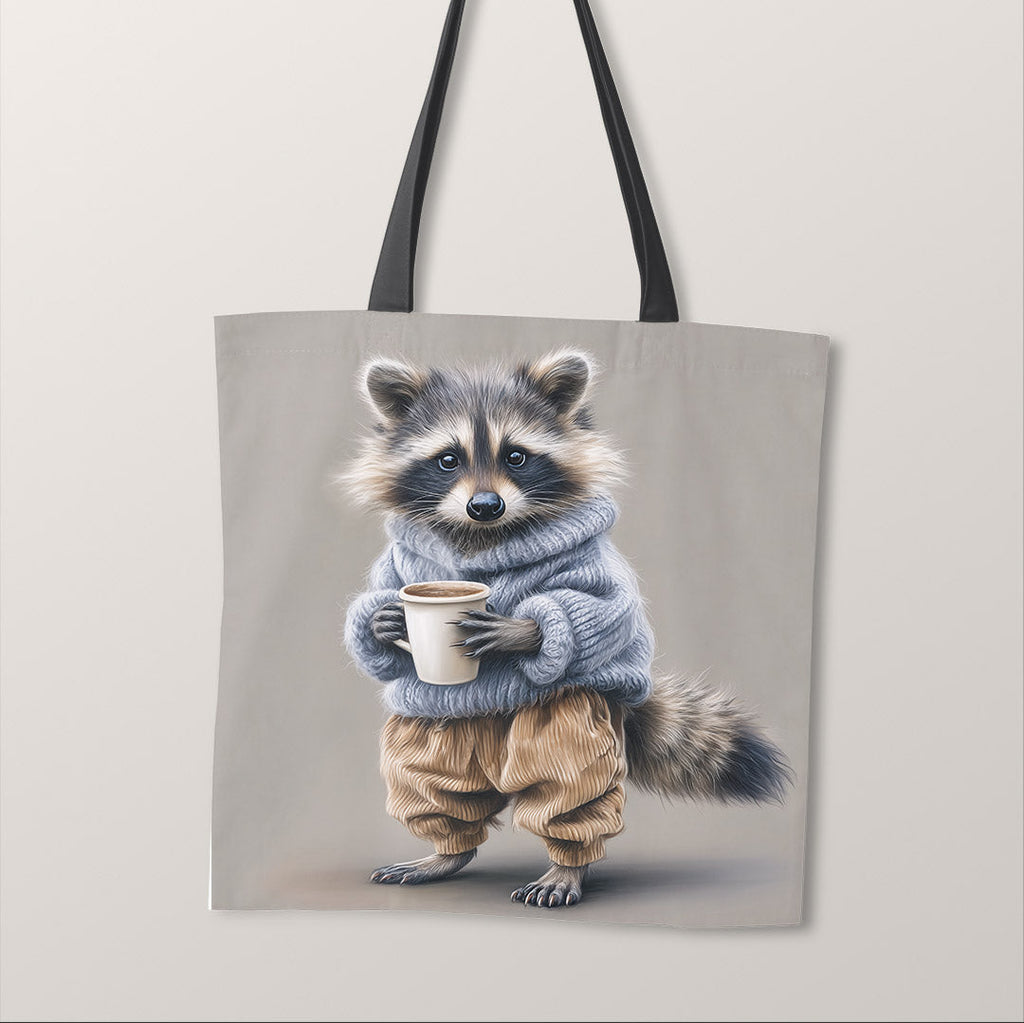 TOTE Panel Raccoon Drinking Coffee TP-928