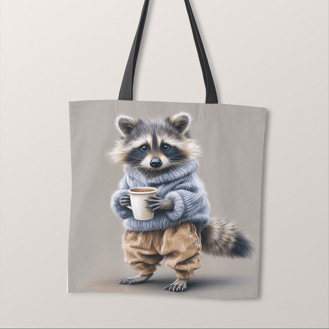 TOTE Panel Raccoon Drinking Coffee TP-928