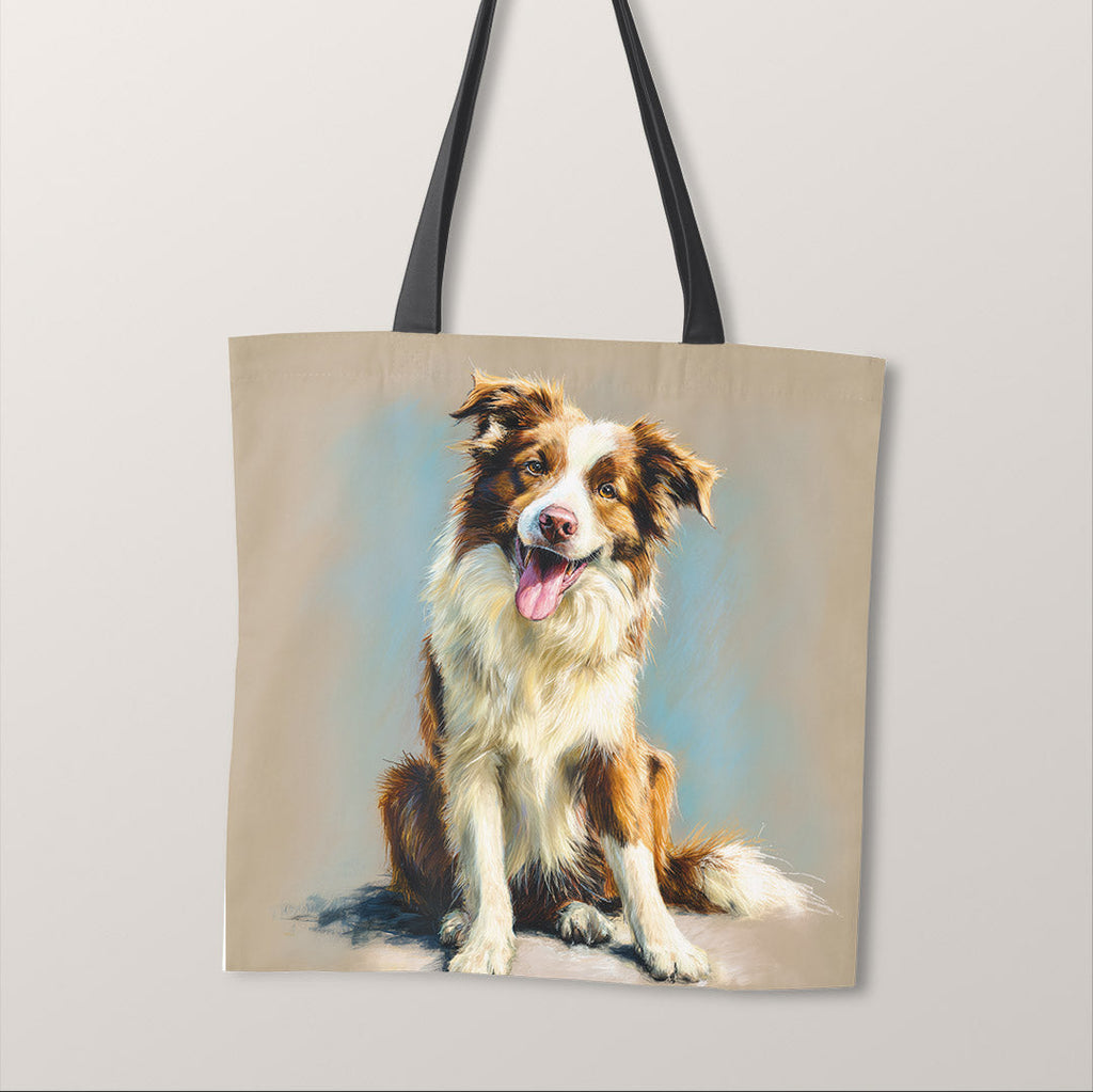 TOTE Panel Red Border Collie Beige TP-908