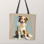 TOTE Panel Red Border Collie Beige TP-908