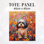 TOTE Bright Floral Lhasa Apso TP-89 Fabric Bag Panel