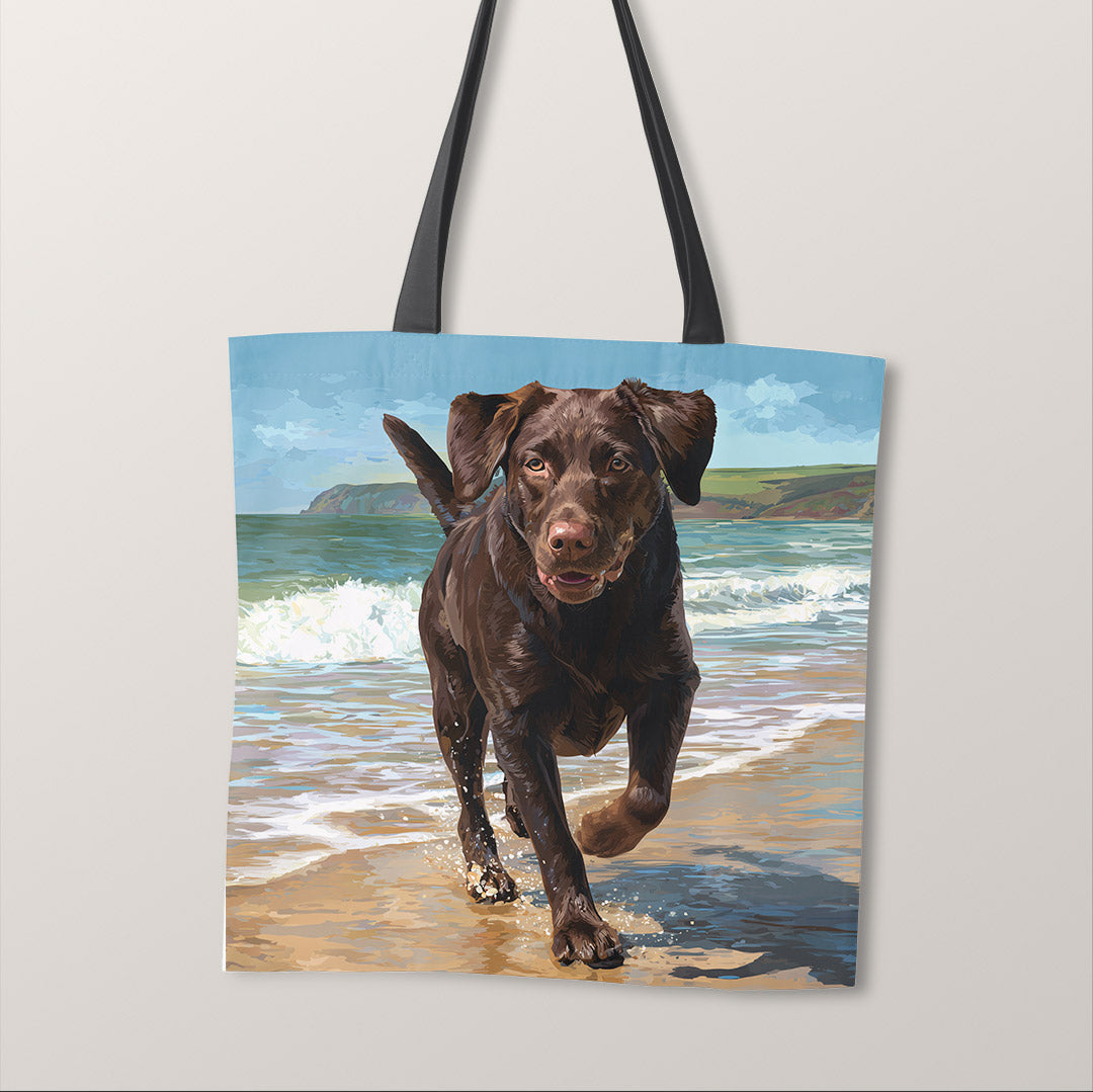 TOTE Panel Chocolate Labrador on the Beach TP-914