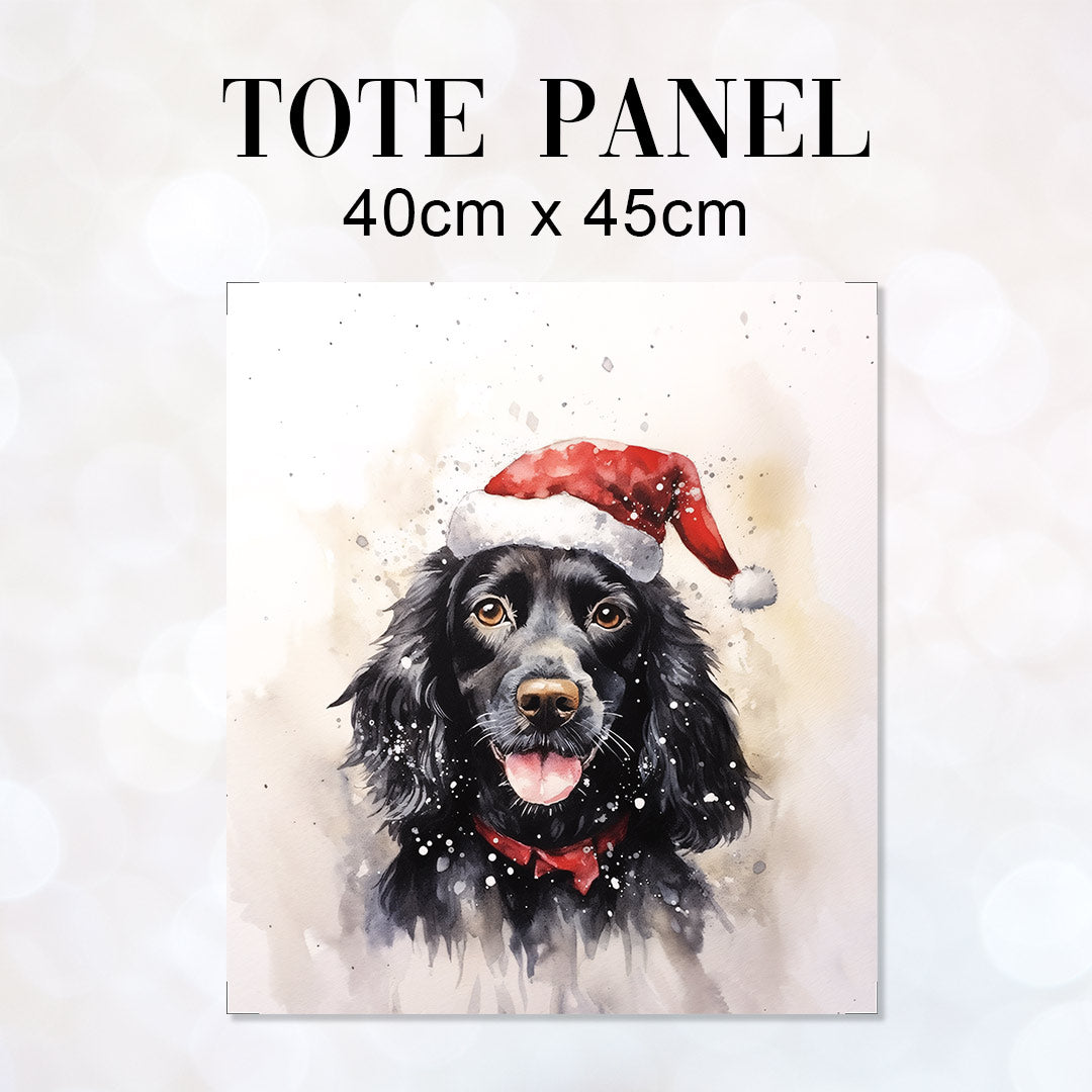 TOTE Christmas Black Spaniel TP-90 Fabric Bag Panel