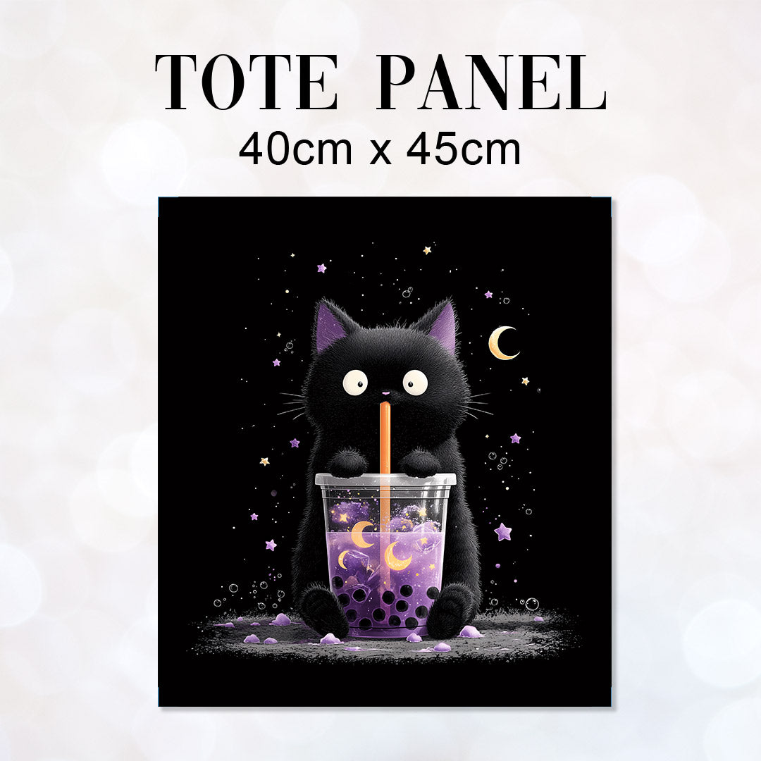 TOTE Panel Black Cat Boba Tea TP-1012