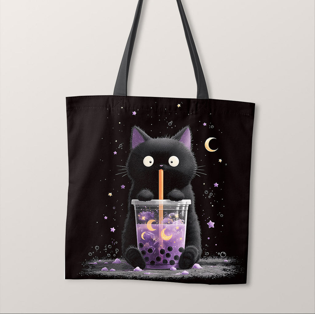 TOTE Panel Black Cat Boba Tea TP-1012