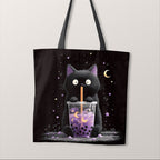 TOTE Panel Black Cat Boba Tea TP-1012