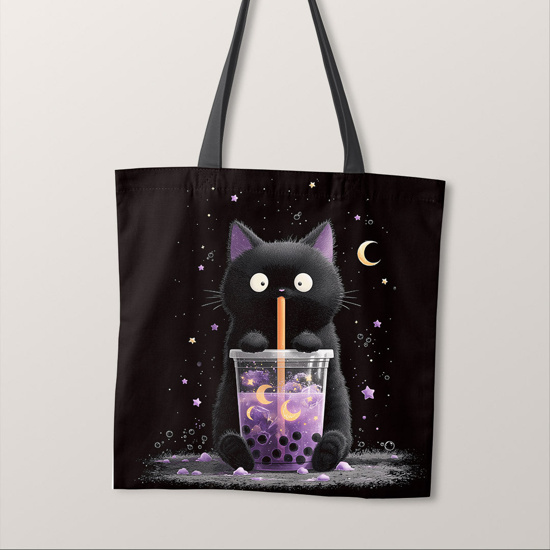 TOTE Panel Black Cat Boba Tea TP-1012