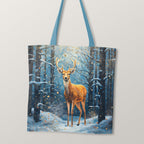 TOTE Whimsical Winter Deer TP-97 Fabric Bag Panel