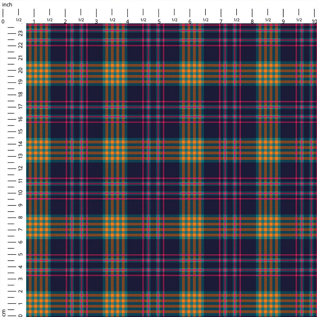 Navy Yellow Plaid Fabric 1438