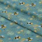 Teal Bees Fabric