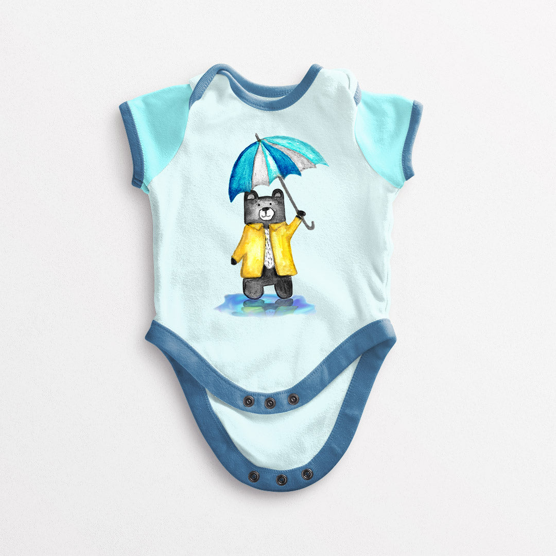Teddy with Blue Umbrella Iron on fabric heat transfer DTF-43