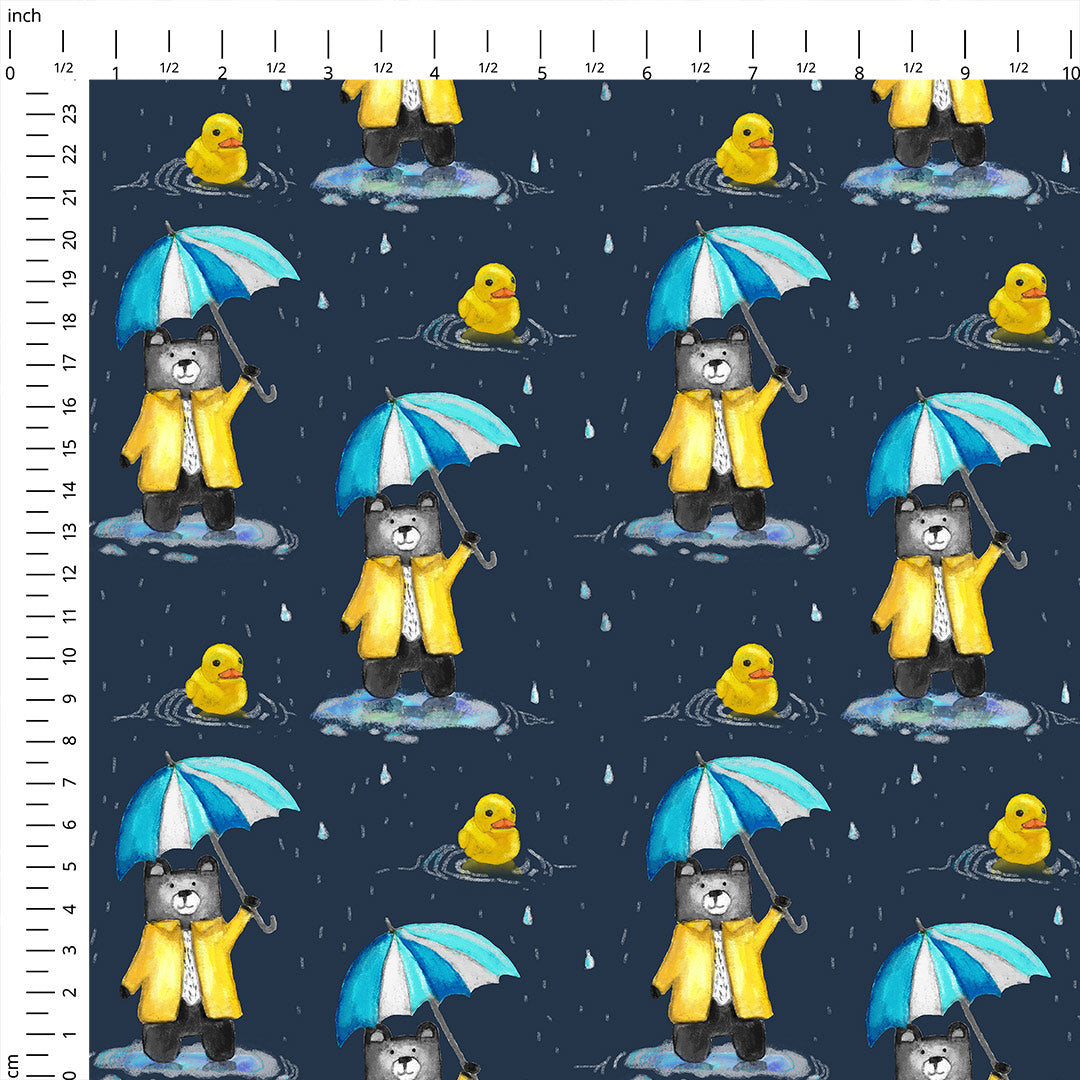 Teddy Blue Umbrella Fabric