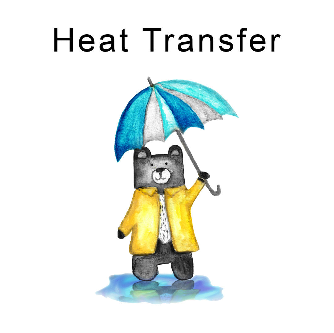 Teddy with Blue Umbrella Iron on fabric heat transfer DTF-43