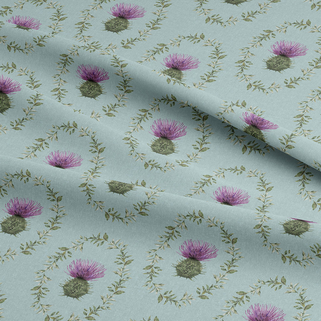 Thistle Wreath Blue Fabric