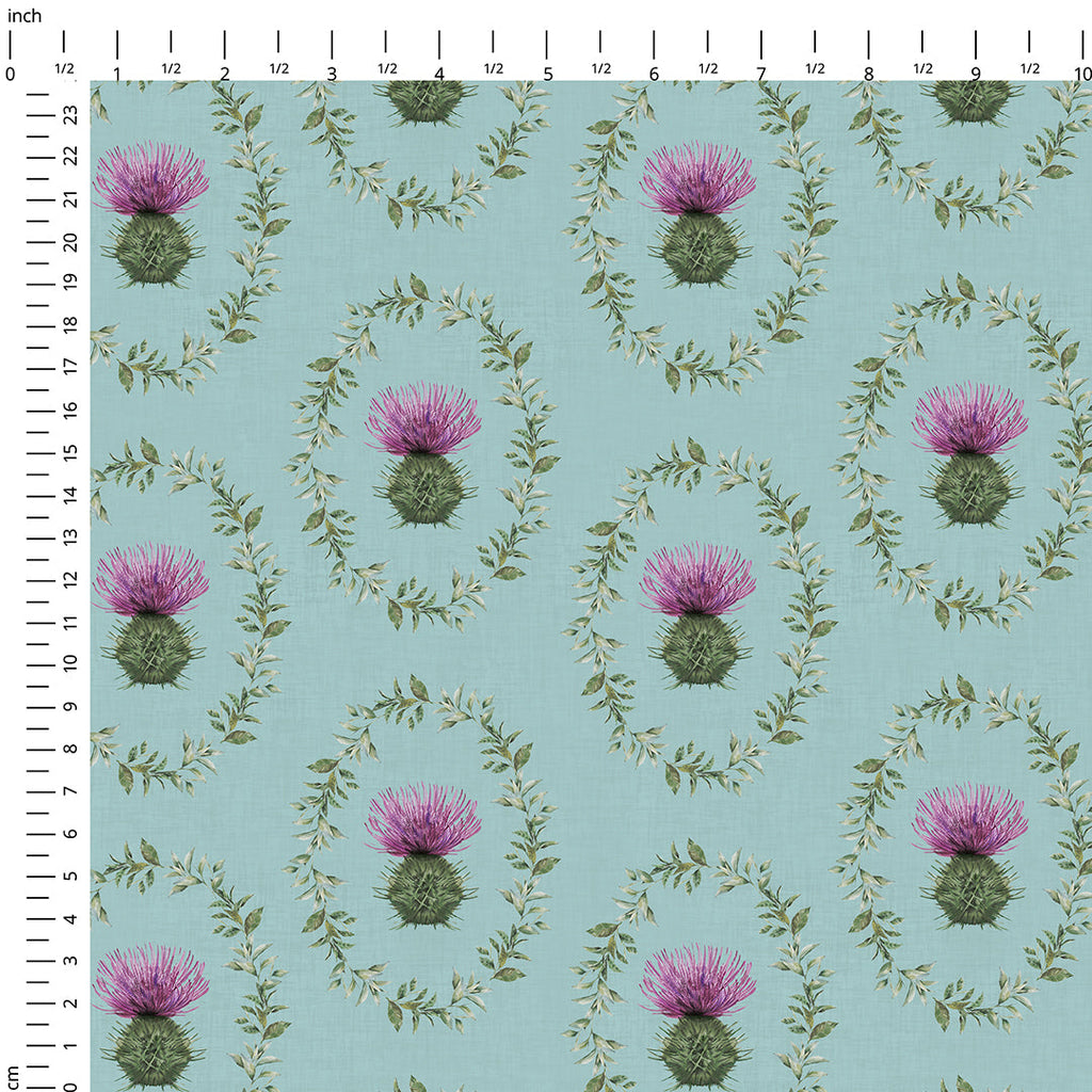 Thistle Wreath Blue Fabric