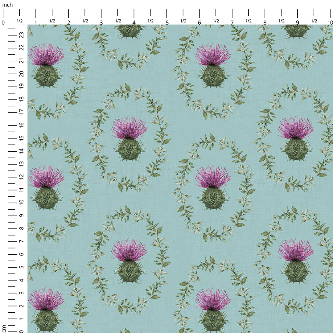 Thistle Wreath Blue Fabric