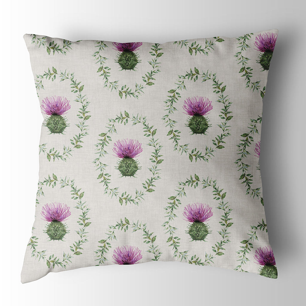 Thistle Wreath Grey Fabric