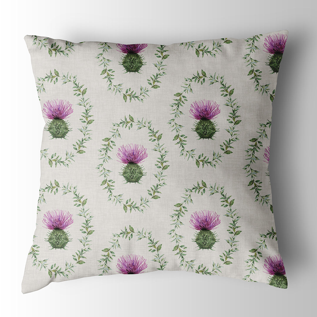 Thistle Wreath Grey Fabric