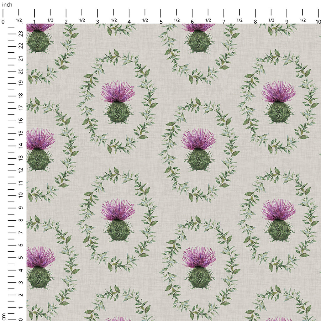 Thistle Wreath Grey Fabric