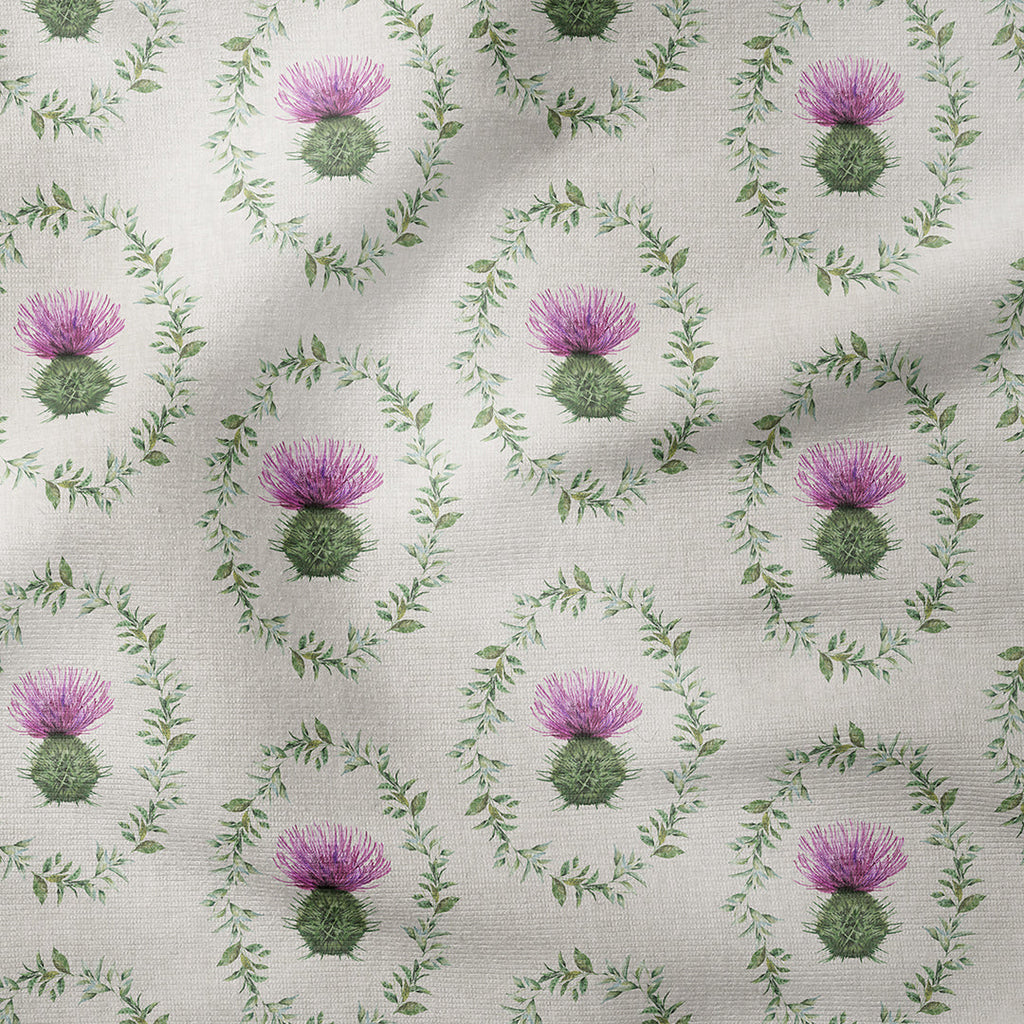 Thistle Wreath Grey Fabric