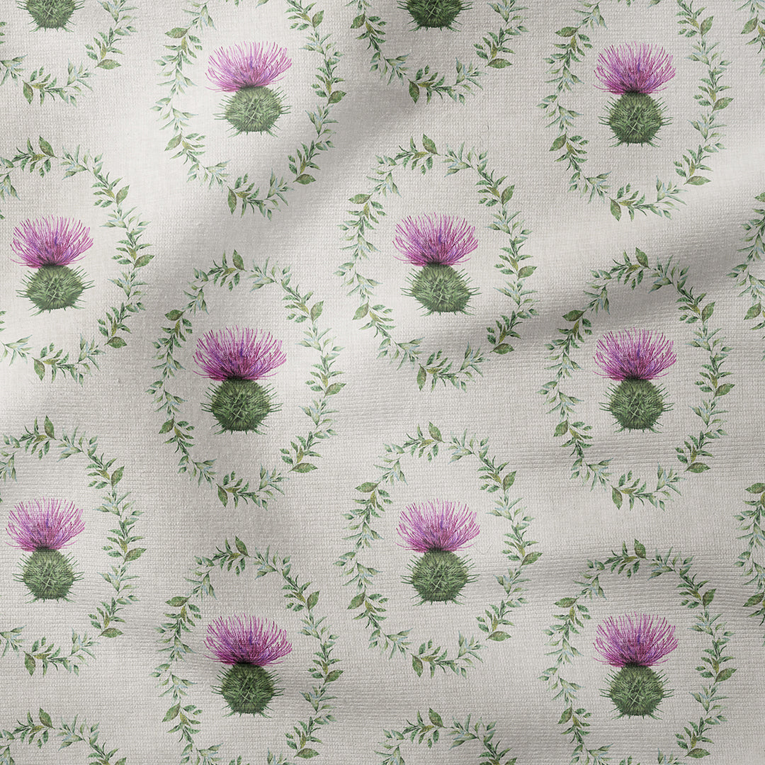 Thistle Wreath Grey Fabric