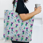 Thistle and Bee Blue Grey Fabric