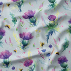 Thistle and Bee Blue Grey Fabric