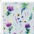 Thistle and Bee Blue Grey Fabric