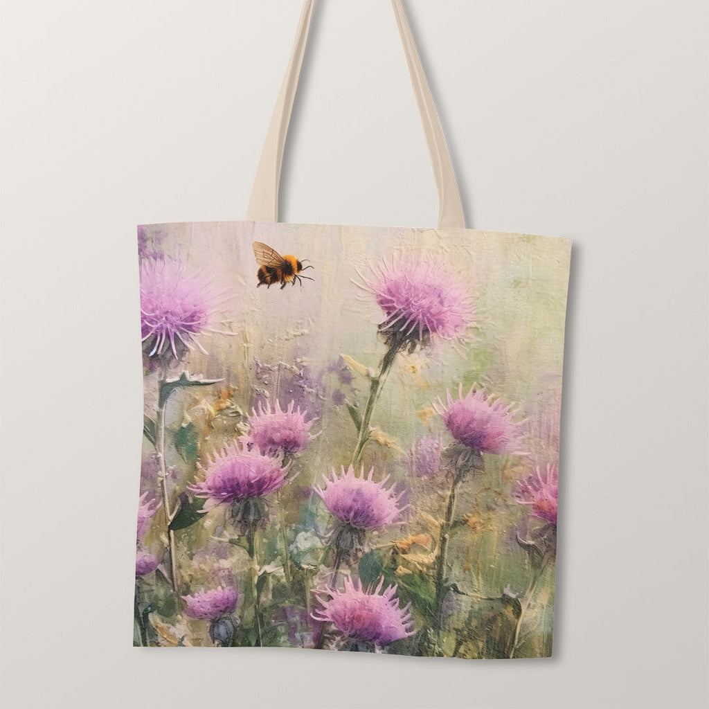 TOTE Thistles and Bee Fabric Bag Panel