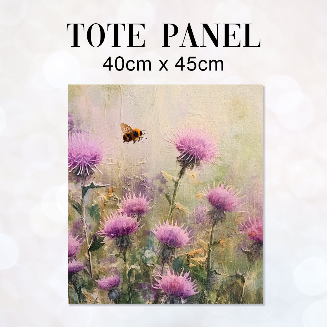 TOTE Thistles and Bee Fabric Bag Panel