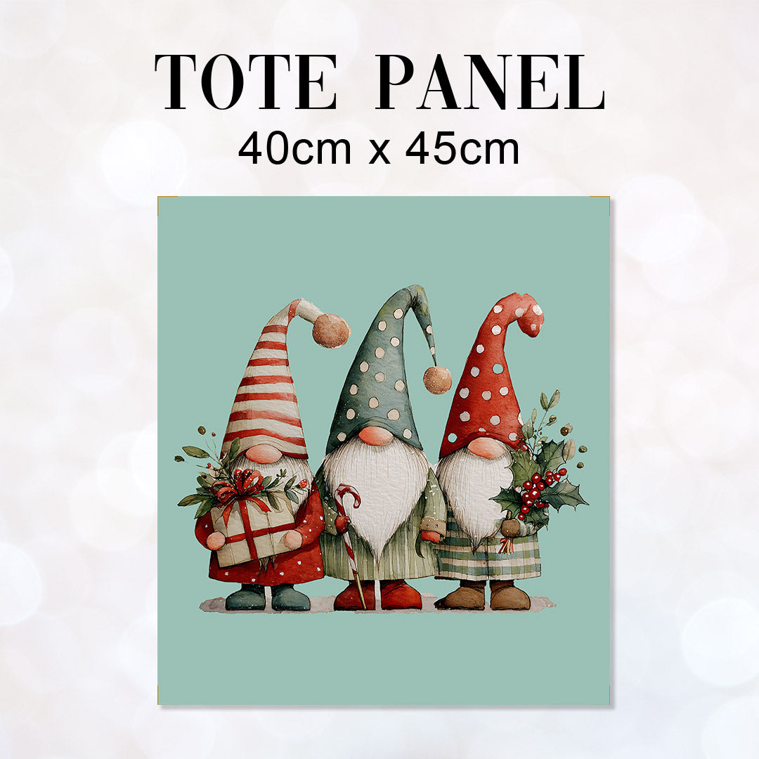 TOTE Panel Three Christmas Gnomes TP-862