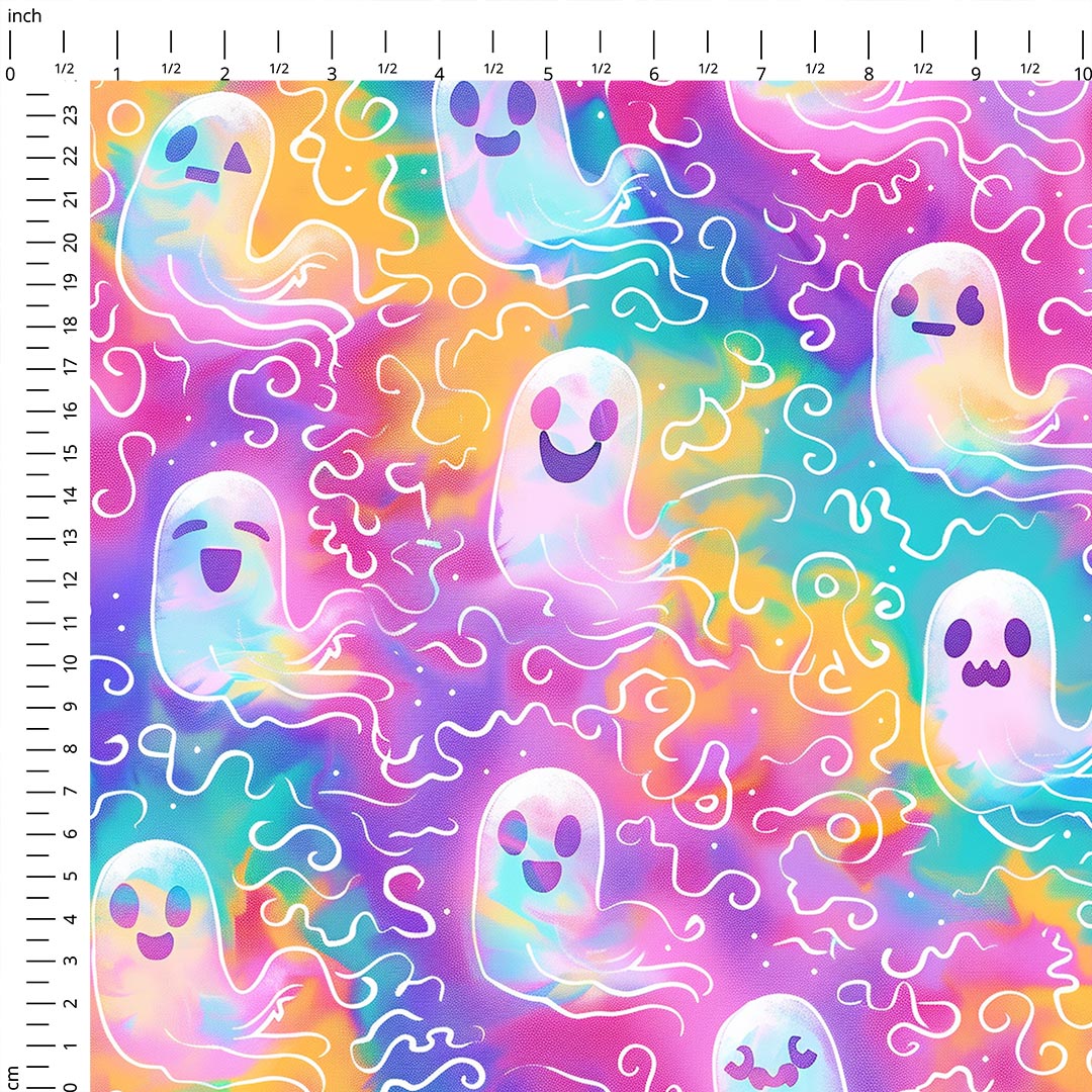 Tie Dye Ghosts Fabric